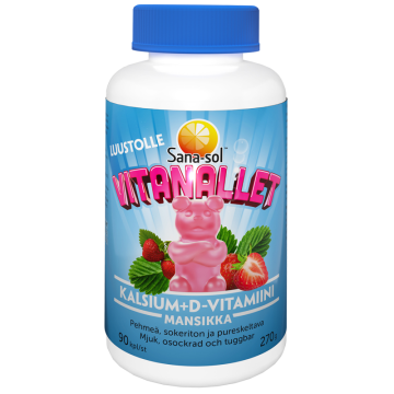 Sana-sol Vitanallet Kalsium+D-vitamiini 90 kpl