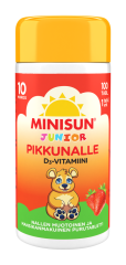 Minisun D-vitamiini Mansikka Nalle jr.10 mikrog 100 PURUTABL